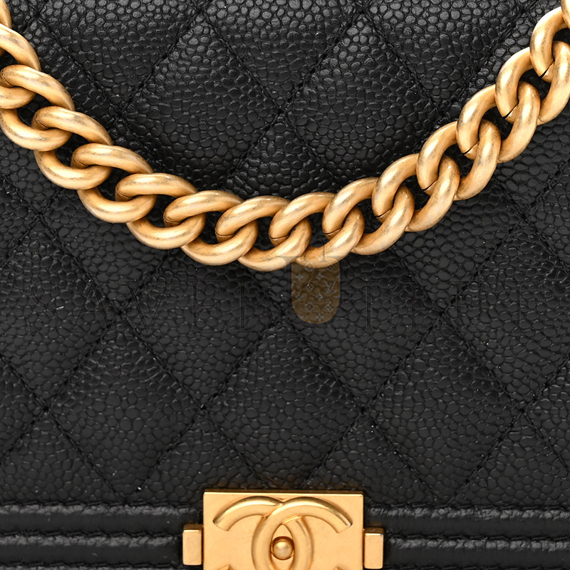 CHANEL CAVIAR QUILTED BOY CLUTCH WITH CHAIN BLACK AP2205 B06200 94305 (15*10*3.5cm)